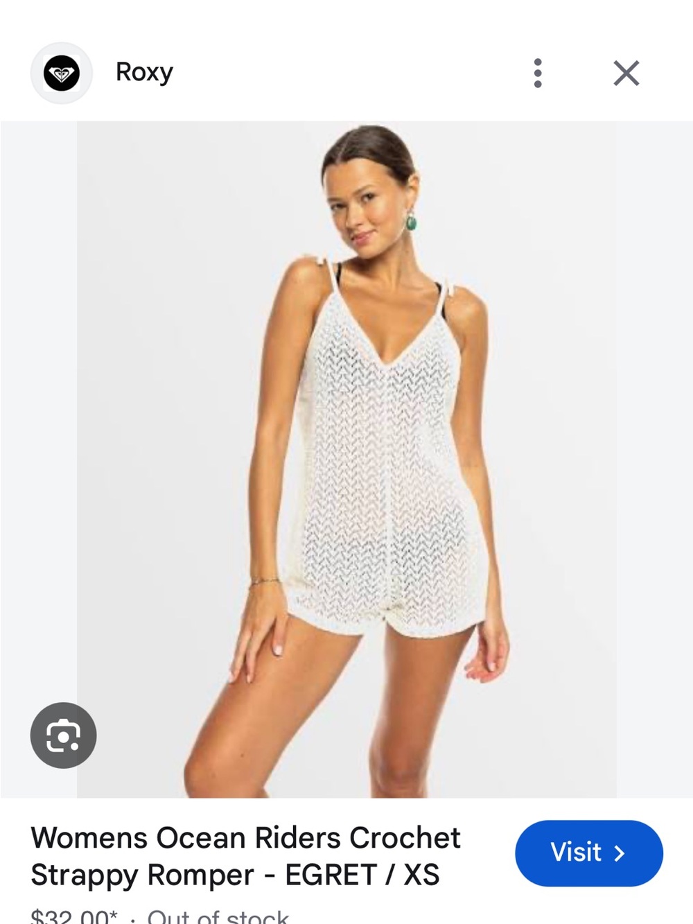 Roxy Ocean Riders Crochet Strappy Romper Cover up